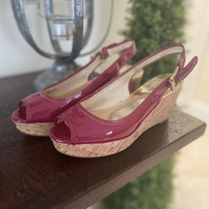 Red Patent Leather Michael Kors Wedge Sandals